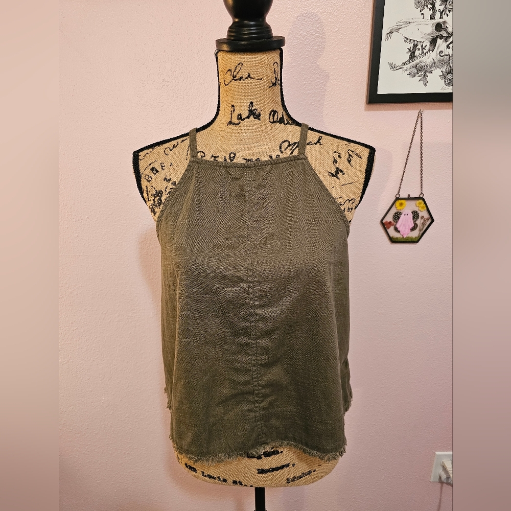 Olive Green Boho Halter Top